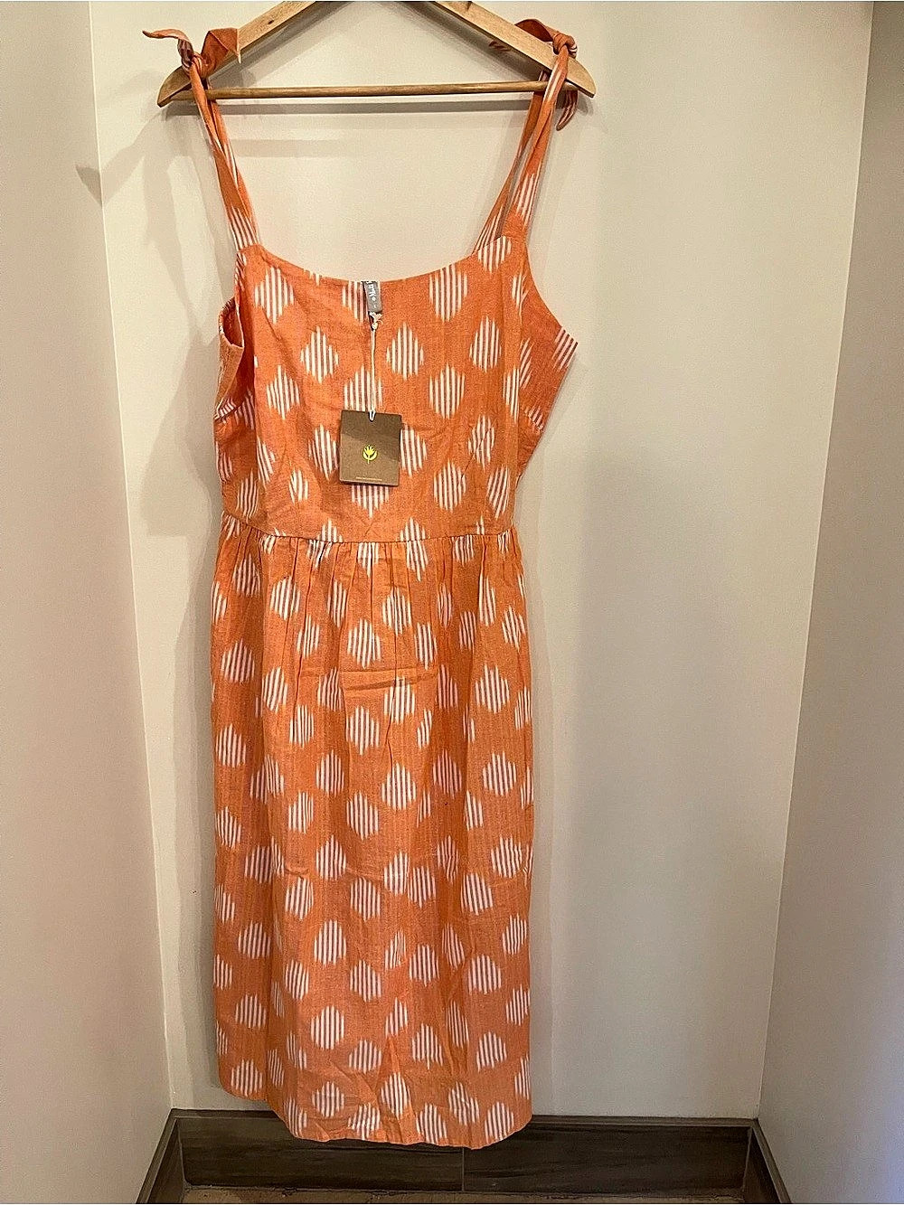 Mata Traders Geometric Maxi Dress in Orange & White NWT